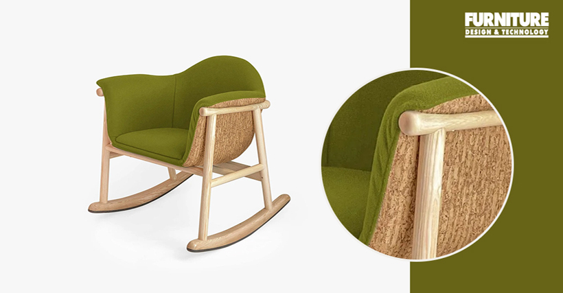 Aviator-Inspired Cork Rocking Chair with Historic Homage and Eco-Friendly Craftsmanship