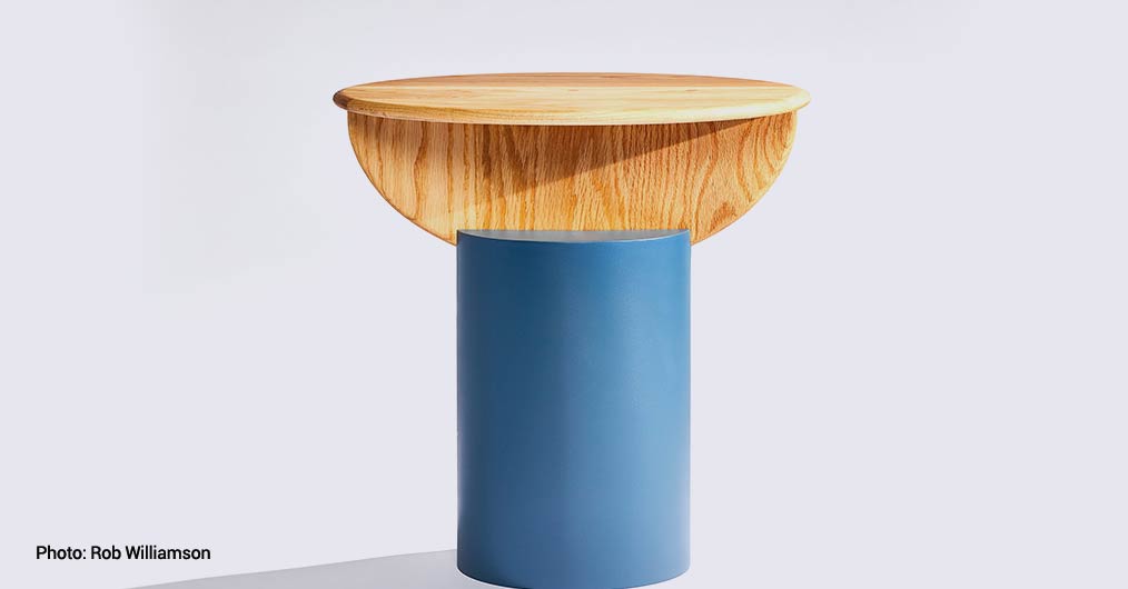 Half Moon Table with Oak Top Attraction by Mark Kelley